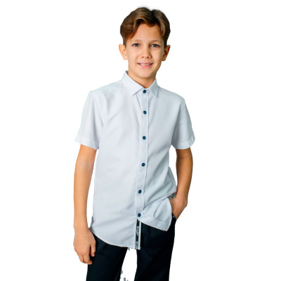 Рубашка школьная с коротким рукавом для мальчика Deloras С71752S белая 1